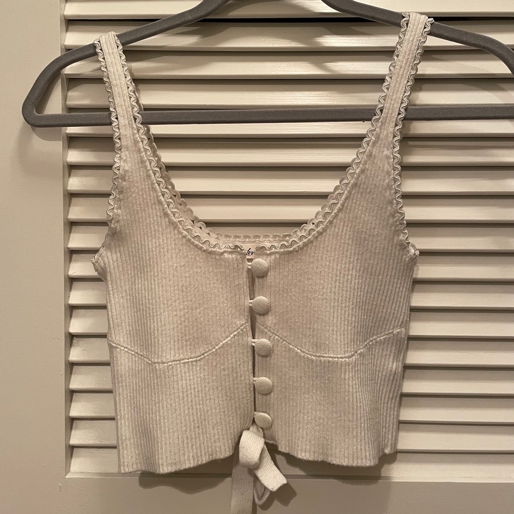 For love and lemons pointelle crop top ivory